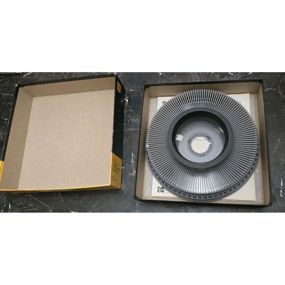 Vintage Kodak Carousel Transvue 140 Slide Tray with Original Box Gray For Slides - Picture 2 of 16